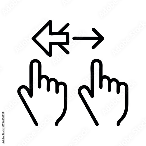 Two finger swipe gesture icon indicating left and right directional movement