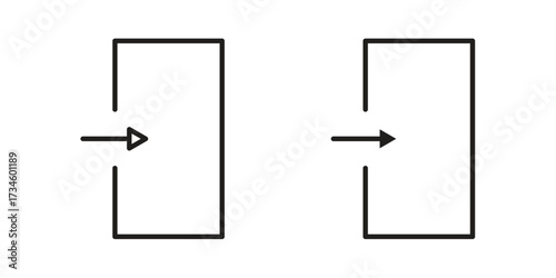 Inside icons in line stroke outline art and clip art