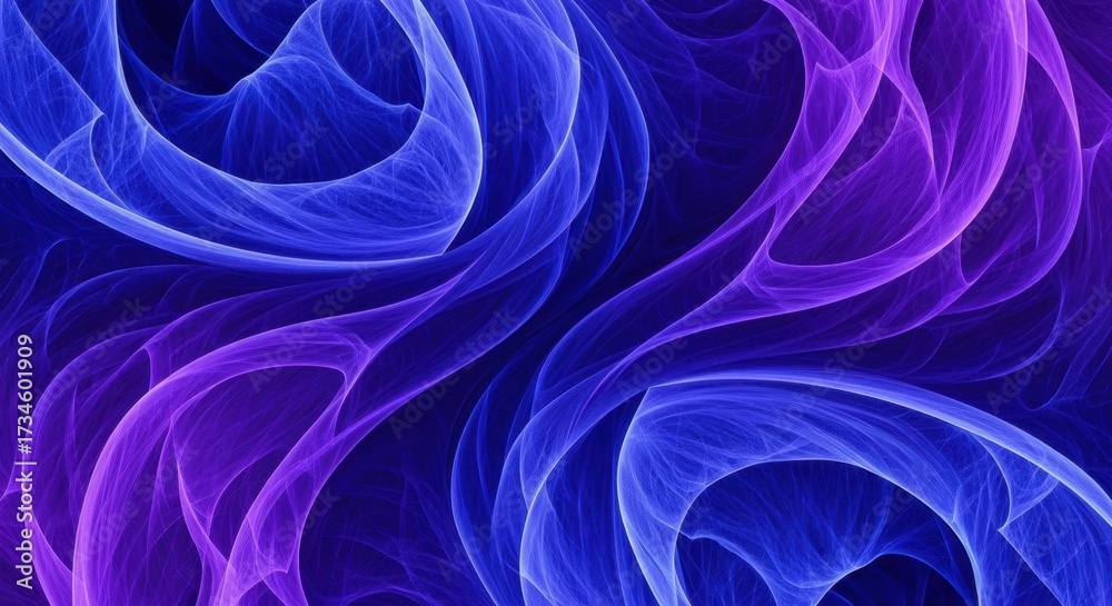 Fototapeta premium Abstract blue and purple swirls mesmerizing flowing patterns digital art