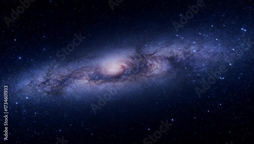 An infinite starfield moving in parallax with shining distant galaxies and realistic floating space dust. A dreamy and surreal cinematic HDR 4K space scene. Created with generative AI.