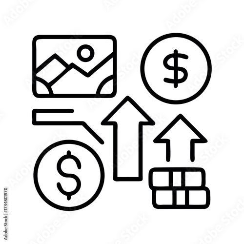 Visualizing financial growth and investment returns with abstract icons
