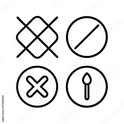 Set of four laundry care symbols indicating washing and drying instructions for garments