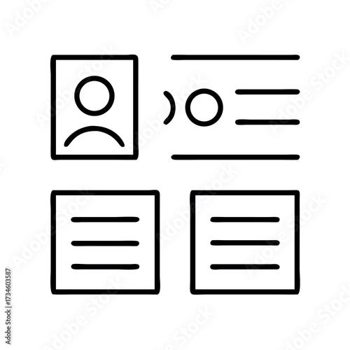 Simple line art icon representing a resume or curriculum vitae profile