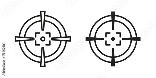 Gun target icons in line stroke outline art and clip art
