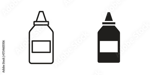 Glue icons in line stroke outline art and clip art