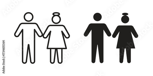 Girlfriend icons in line stroke outline art and clip art