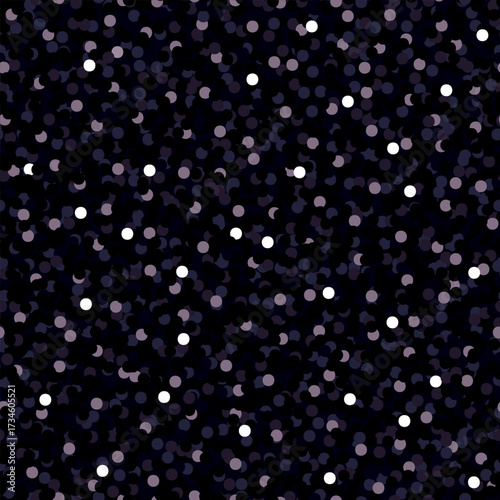 Glitter seamless pattern in deep black, sequin vector background. Glitter pattern effect for washi tape, fabric, wrapping paper, or digital projects. Drag to swatches panel to use.
