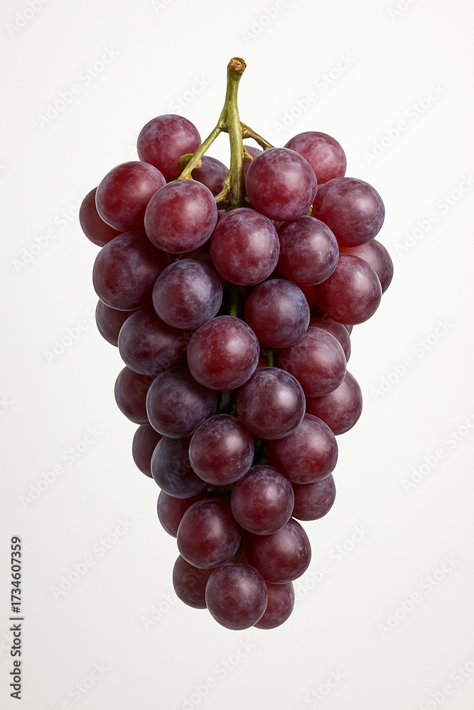 Fototapeta premium A bunch of ripe red grapes on a white background