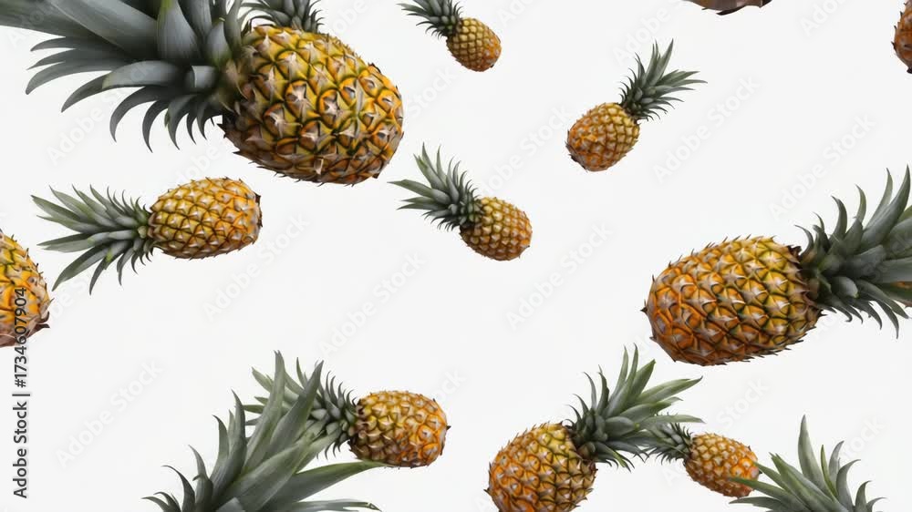 Fallende Ananas – tropische Frucht im freien Fall