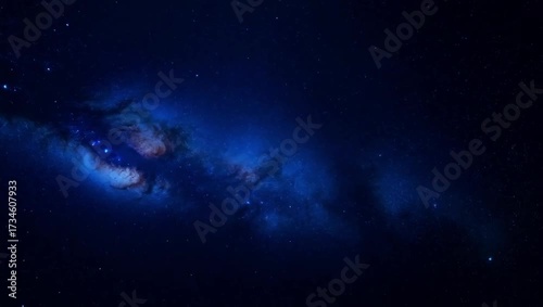 An infinite starfield moving in parallax with shining distant galaxies and realistic floating space dust. A dreamy and surreal cinematic HDR 4K space scene. Created with generative AI.