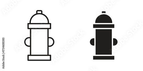 Fire hydrant icons in line stroke outline art and clip art