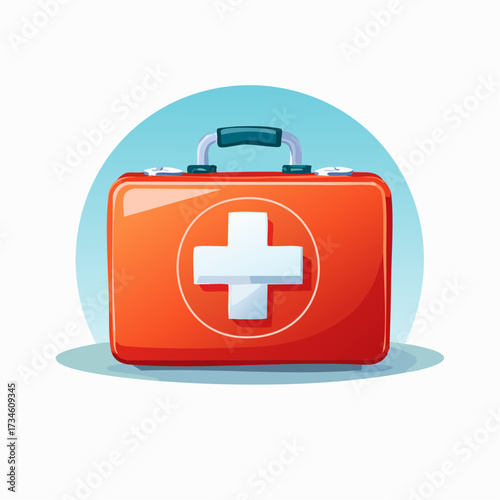 First Aid Kit Illustration Emergency Medical Supplies in a Simple and Bold Vector Design
