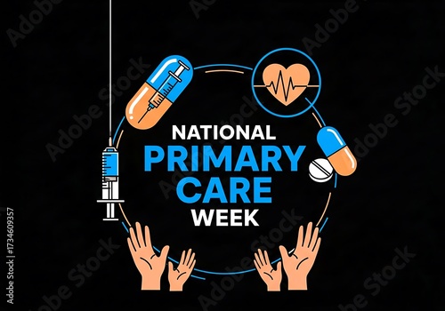 National primary care week illustration with medical symbols