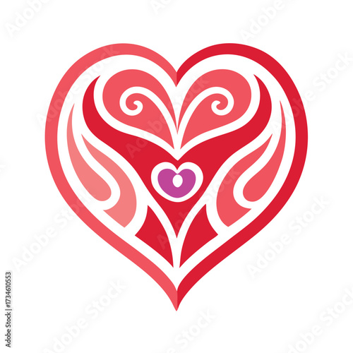 Stylized heart shape with swirling patterns love symbol