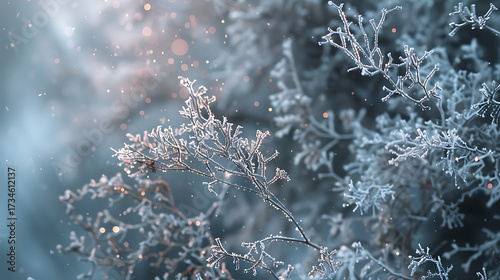 Golden Snowflakes, Frosted Pines, and Glowing Decorations Welcoming a Merry Christmas and a Joyful New Year. Happy new year