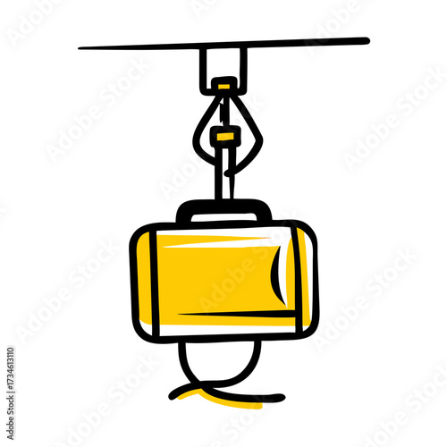 Cable pull box graphic illustration with yellow color scheme  
