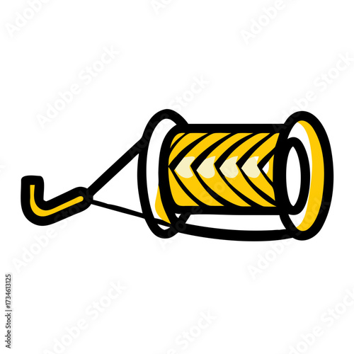 Cable winch drum with rope in bold yellow design  