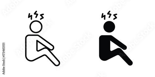 Depression icons in line stroke outline art and clip art