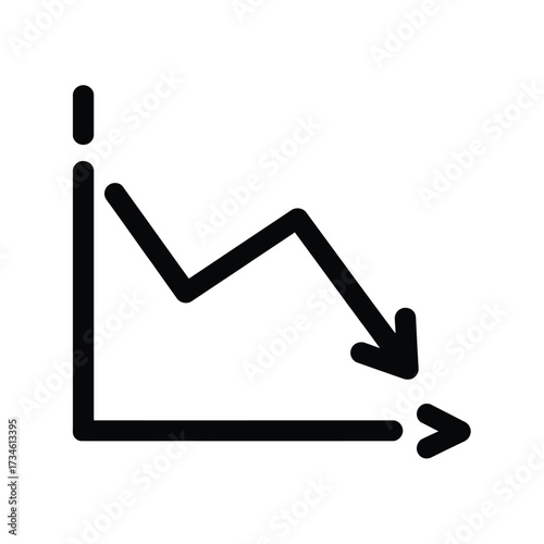 Simple hand drawn line graph showing a sharp downward trend and decline