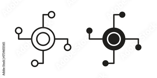 Decentralized icons in line stroke outline art and clip art