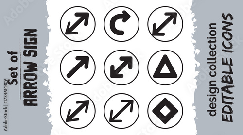 Collection of diverse circular arrow and shape icons for navigation and directional user interface design elements