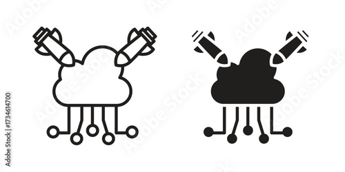 DOS icons in line stroke outline art and clip art