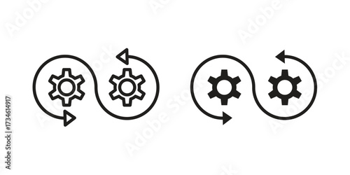 Devops icons in line stroke outline art and clip art