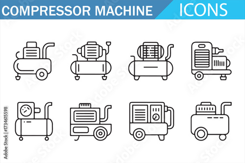 Pneumatic Equipment Line Icon Collection