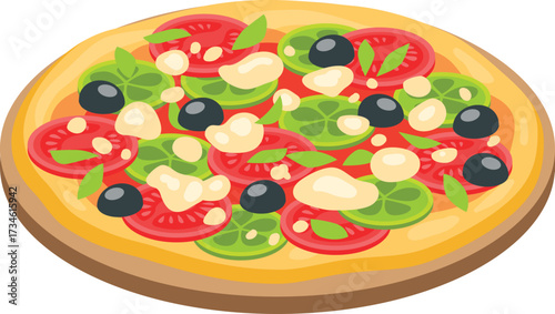 pizza with salami and tomatoes