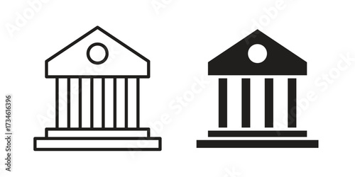 Courthouse icons in line stroke outline art and clip art