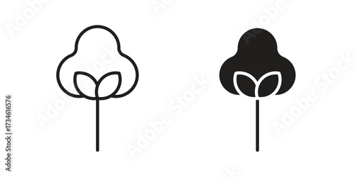 Cotton icons in line stroke outline art and clip art