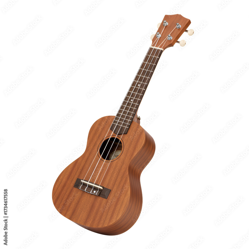 Fototapeta premium Captivating ukulele instrument presented on transparent setting capturing the essence of musical