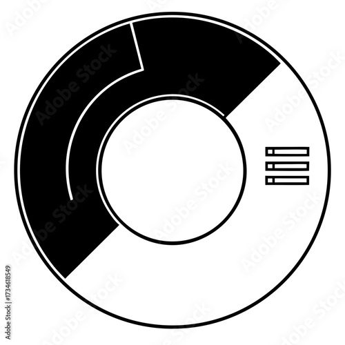 Abstract black white circular graphic representing data analysis or a pie chart segments