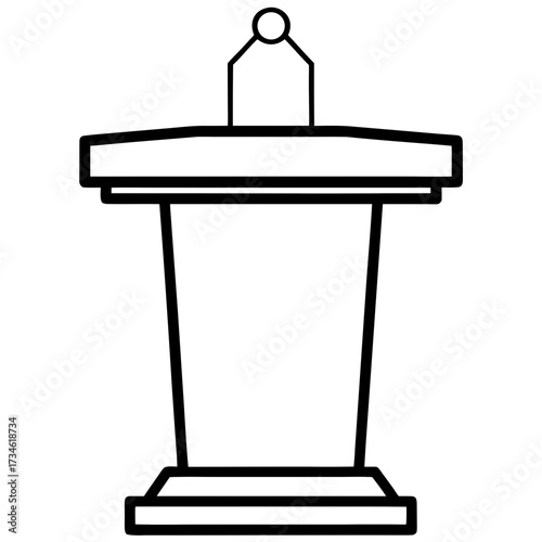 Outline drawing of a podium or lectern, isolated on a