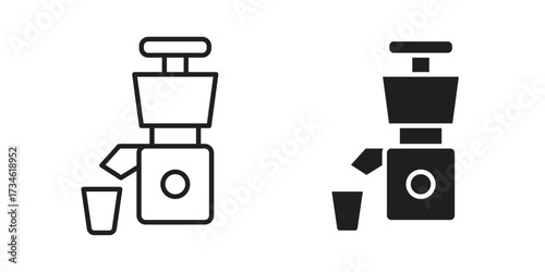 Cold pressed juicer icons in line stroke outline art and clip art