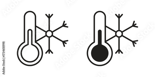 Cold icons in line stroke outline art and clip art