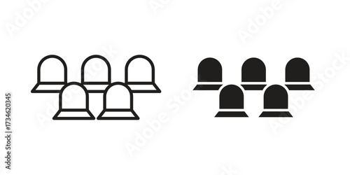 Cinema seat icons in line stroke outline art and clip art