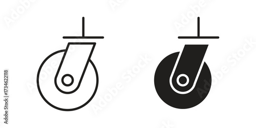 Cart trolley wheel icons in line stroke outline art and clip art