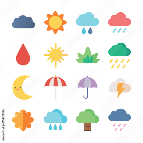 Weather forecast elements  representing various conditions