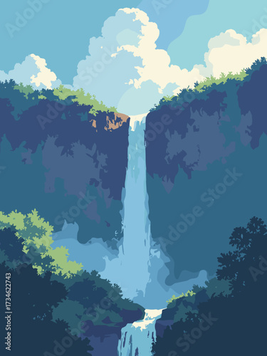 Angel Falls, Venezuela – sheer plunge from tepui into cloud, single-sheet drop and mist plume, no people