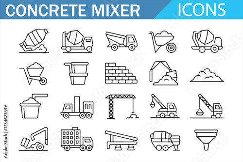 Construction Site Machinery Vector-style Pictograms
