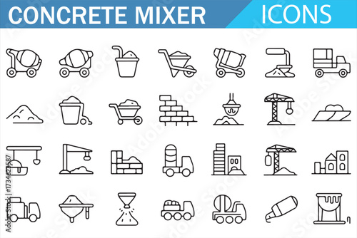 Industrial Building Equipment Outline Symbols Set