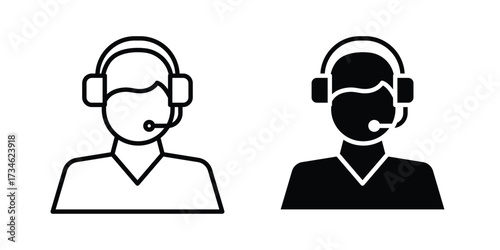 Callcenter icons in line stroke outline art and clip art