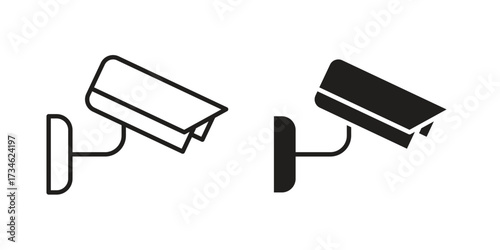 CCTV icons in line stroke outline art and clip art