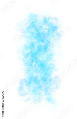 Vivid glowing light blue smoke cloud texture on transparent background with mystical atmospheric effect and soft edges