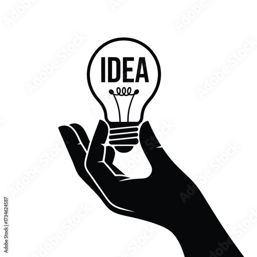 Hand holding a light bulb with the word idea inside