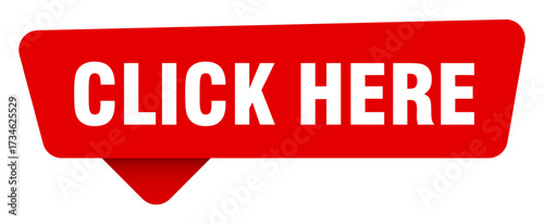 click here red sticker isolated on transpatent background. click here sign