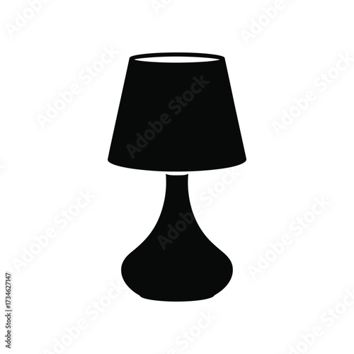 Simple black silhouette of a modern table lamp