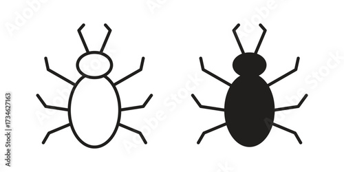Bedbug icons in line stroke outline art and clip art
