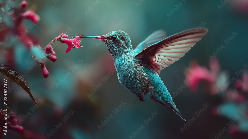 Fototapeta premium Hummingbird feeding on flower